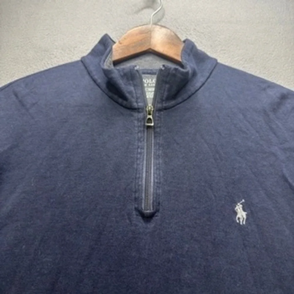 Polo Ralph Lauren Quarter Zip Pullover Sweater Regular Fit L Blue Pony Preppy
